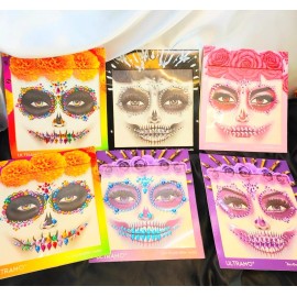 Ultramo Set De 5 Face Gems Catrina Rostro Ultramo Stickers Pedreria