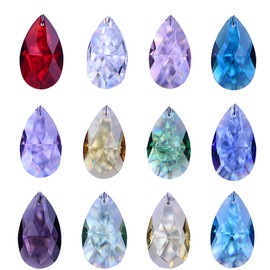 H&D HYALINE & DORA 38mm Crystal Suncatcher Glass Colorful Faceted Chandelier Prisms Hanging Drop Lamp Parts, Pack of 12