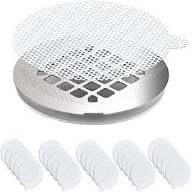 eahsap 25 Unidades de atrapa Cabello desechable para desagüe de Ducha Pegatinas Adhesivas Impermeables de Malla para Cubrir el desagüe de la Ducha en el baño y la bañera.