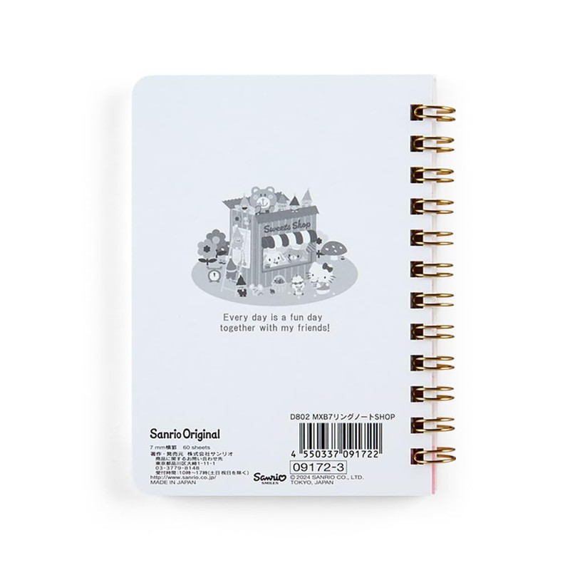 Sanrio 091723 B7 Ring Notebook, Sanrio Characters, 5.0 x 3.9
