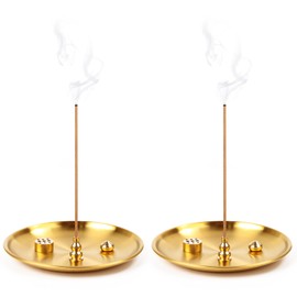 Pack of 2 Incense Sticks, 4 in 1 Incense Holder, Brass Incense Burner with 5.51 Inch Ash Catcher Made of Alloy Ash, Suitable for Yoga, Tea House