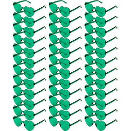 ZHANGBY 36 Pairs Heart Sunglasses for Women, Frameless, Trendy Transparent Color, Party Heart Glasses, Green