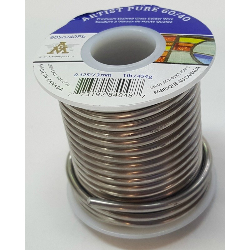 Artist Pure 60/40 Premium Stained Glass Solid Core Solder Wire,