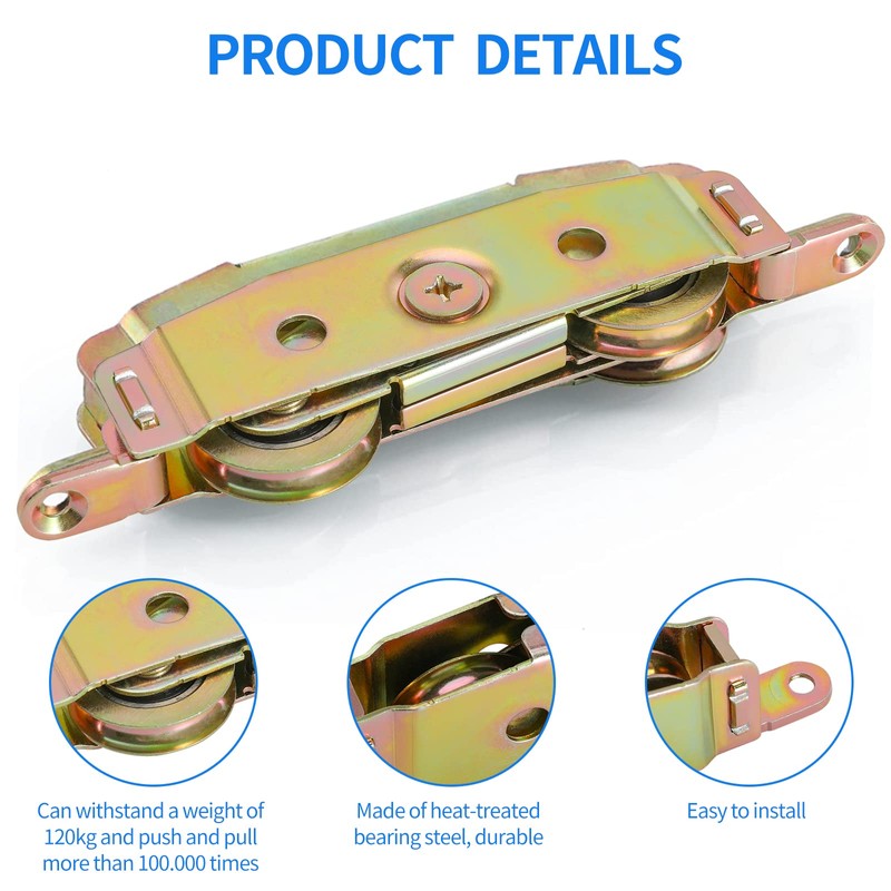 Huazu Heavy-Duty Sliding Door Rollers - 1-1/4" Steel Ball Bearing,