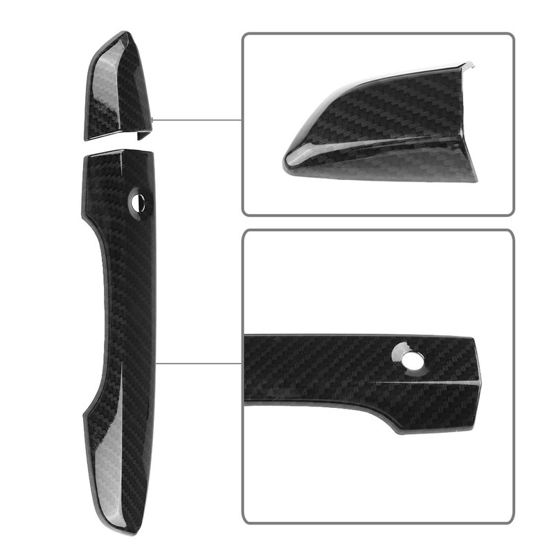 4Pcs Carbon Fiber Car Side Door Handle Frame Cover Trim