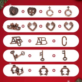 13 Pcs Brain Teaser Puzzles for Adults - Metal Puzzles 3D Puzzle Game Toys for Adults Teens - Wooden Unlock Interlocking Puzzle Adult IQ Education Smart Toys