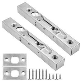 2-Pack of ZONADAH Door Flush Bolt Latch Slide Locks (1 Pairs), Concealed Lever Action Security Bolts, Brushed Stainless Steel Slide Latches - 6" (15cm) Length