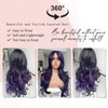 Dark Purple Highlight Layered Wavy Wig With Curtain Bangs for