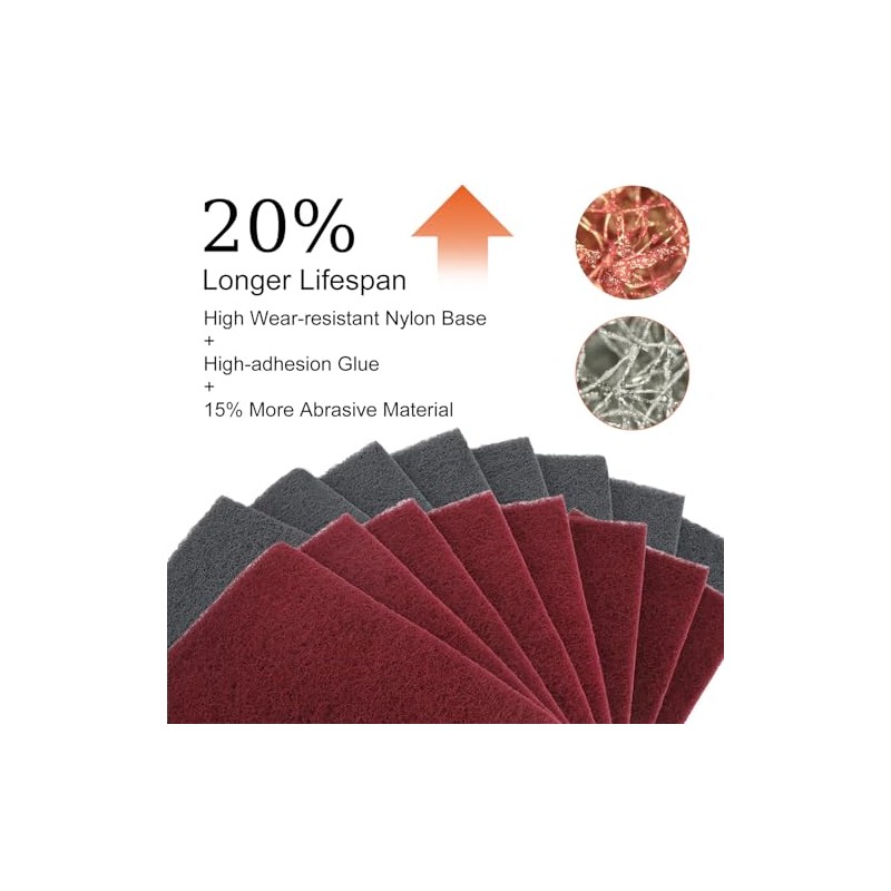 6" x 9" Gray & Maroon General Purpose Scuff Pads,