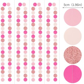 OURUOLA Hot-Pink Rose-Gold Party Decorations Garland - 52ft Wedding Bridal Shower Hanging Decoration Streamers Banner,Baby Girl Birthday Bachelorette Engagement Mohters Valentines Day Brunch Decor