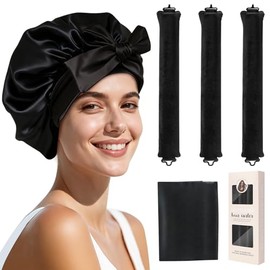 Tubos para Cabello Sin Calor: Gorro de Seda para Dormir + 3 Piezas Heatless Curls con Tubo