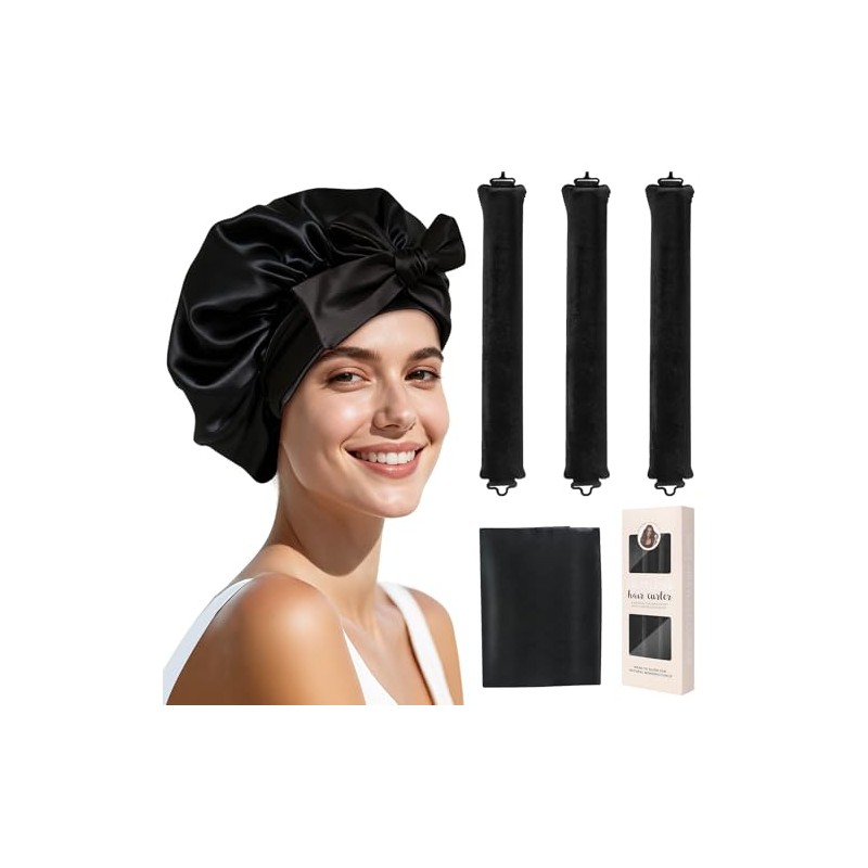 Tubos para Cabello Sin Calor: Gorro de Seda para Dormir