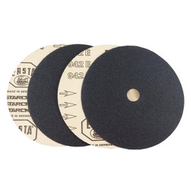 Starcke Premium 7 Inch Heavy Duty Paper Backed Sanding Discs - 7/8" Hole Bolt On Attachment Black Silicon Carbide - for Stone, Metal, Auto Body Repair, Paint, and Plastics (25, 80 Grit)