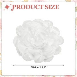 PATIKIL Satin Fabric Rose Flower Brooch, 9.4" Extra Large Big Silk Rose Flower Brooches Dainty Elegant Lapel Pins for Women Banquet Wedding Clothing Suit Dress, White