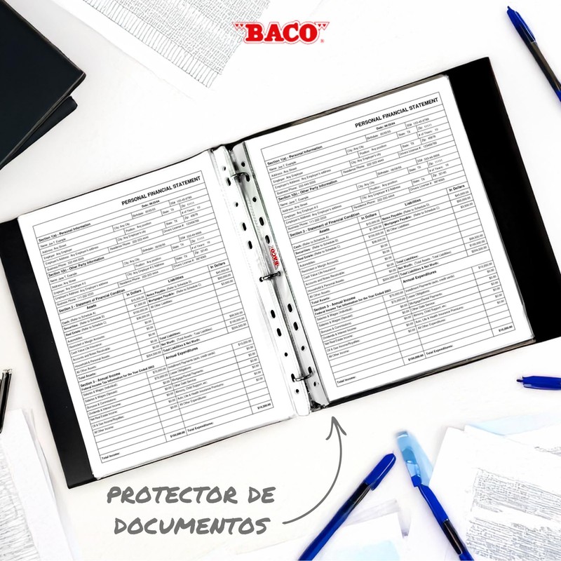 Baco | Protectores de Hojas Transparentes Tamaño Carta - Caja