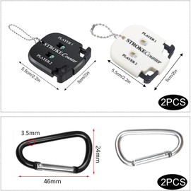 Golf Scorer Counter with 2 Carabiners Golf Result Indicator Hand Counter Player Strike Counter with Key Chain for 2 Players Score Counters Pack of 2