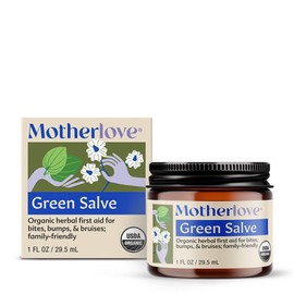 Motherlove Green Salve (1 oz) Family-Friendly Herbal First-Aid Ointment for Bug Bites, Bumps, & Bruises—USDA Certified Organic