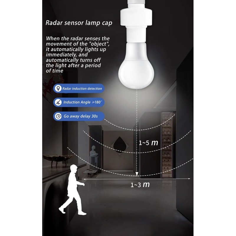 Motion Sensor Light Socket Smart Screw in Light Bulb Outlet