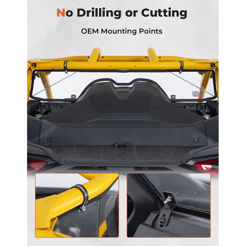 KEMIMOTO Rear Windshield Compatible with Can Am Maverick R 2024+