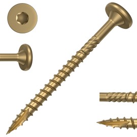 FMhotu 2-7/8 Inch Heavy-Duty Outdoor Wood Screws Assortment Fastener Kit, 150Pcs Star Drive Deck Screws, Rust Resistant Timber Screws for Timber/Log/Landscaping Wood (#14 x 2-7/8" Tan)