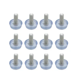 RLECS 12PCS Hard Rubber Transparent Adjustable Furniture Feet M8 Threaded Transparent Furniture Feet Sliding Leveling Pads Diameter 25mm/1inch for Tables Chairs Counters Benches Furniture