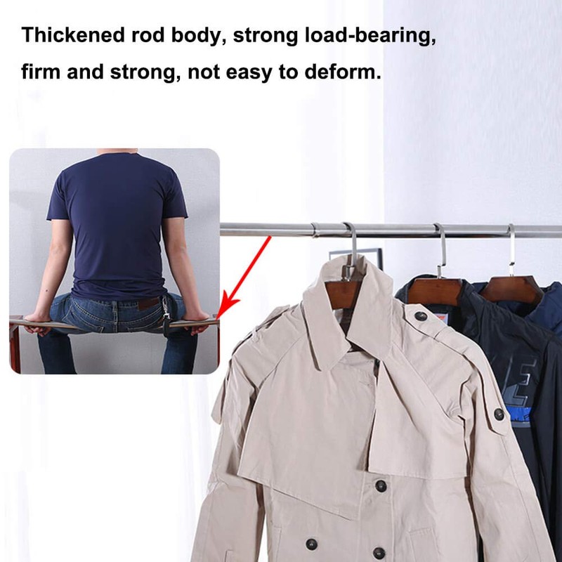 Sinzau Extendable Wardrobe Rail, Stainless Steel Clothes Rail, Sturdy Recess