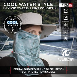 Aqua Design Sun Proctection for Women Size Adjustable UPF 50+ ProMax UV Mask Tube, Aqua Sky, Size M/S