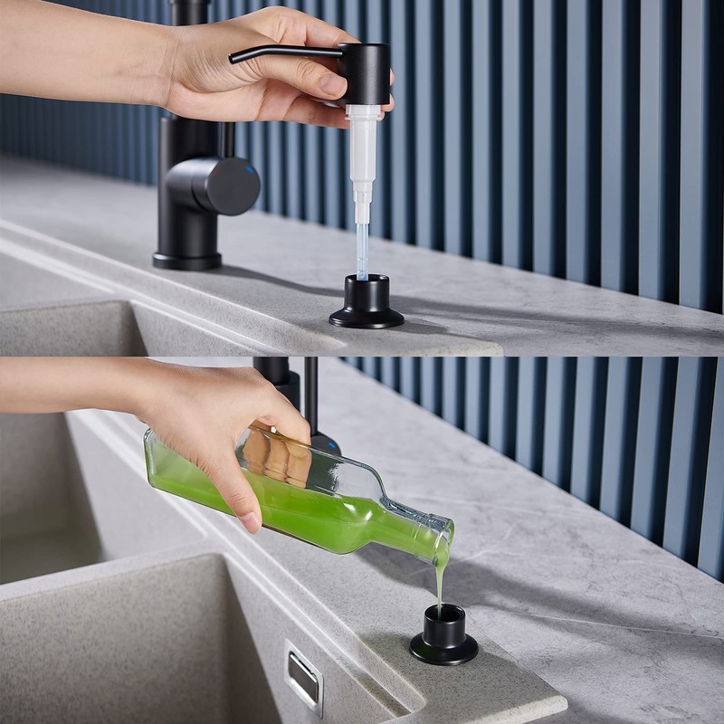 Soap Dispenser for Kitchen Sink Matte Black, Lotion Dispenser for