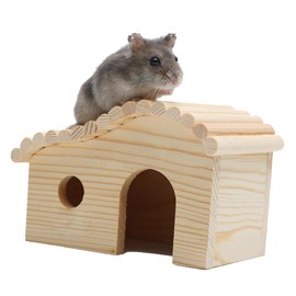 Abaodam Natural Wood Hamster House with Door and Round Small Animal Hideout for Pet Mice and Hedgehogs Promote Nesting and Chewing Instincts Safe Unpainted Solid Wood Habitat