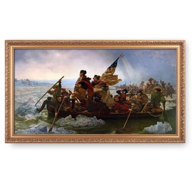 Washington Crossing The Delaware 1851 by Emanuel Leutze The World Classic Art Reproductions,Giclee Prints Framed WallArt for Home Decor,Image Size:30x16 inches,Gold Art Framed Size:32.75x18.5 inchs