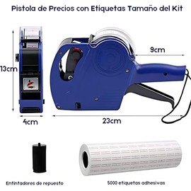 KADIGO Impresora de Etiquetas Adhesivas, Pistola de Etiquetas de Precio de 8 Dígitos con Tapa, Etiquetadora Marca Precios, Impresora Etiquetas para Of