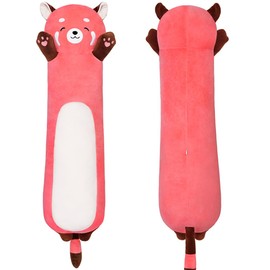 MIAOHAHA Long Plush Toy Raccoon Pillow Cute Plush Raccoon Toy Doll Stuffed Animal Raccoon Hugging Pillow for Sleeping Gift for Kids and Girls(Pink Raccoon,110cm/43.3in)