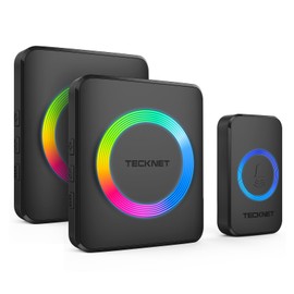 TECKNET Wireless Doorbell with 2 Plug-in Receivers, IP65 Waterproof Doorbells for Home, 1300ft Operating Range, 60 Melodies & 5 Volume Levels of 0-120 dB, RGB Light for Hearing Impaired