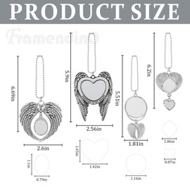 Framendino, 4 Pack Sublimation Angel Wing Hanging Ornament Blank Heat Transfer Keychain for Bag Car Home Window DIY Decor 4 Style