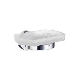 SMEDBO Holder with Glass Soap Dish, Polished Chrome HK342 Home Holder with Glass Soap Dish, Silver, 5.2 x 10 x 17 cm