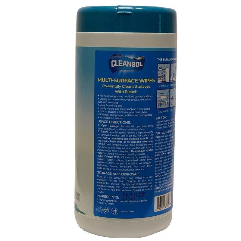 Cleansol Muti Surface wipes With Bleach Fresh Scent 75 Count