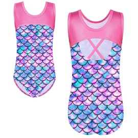 TFJH E One Piece Girls Leotards Gymnastic Apparel Practice Outfits Tumbling Wear Sportwear HotPink Scale 12A