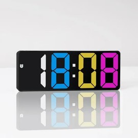 XGVIEGZ Digital Alarm Clock with Colorful Display, Snooze Day of The Week, Auto Dimming led Clock, AM/PM 12/24H Desk Clock, Bedside Clock for School Kids Bedroom Office (Black)