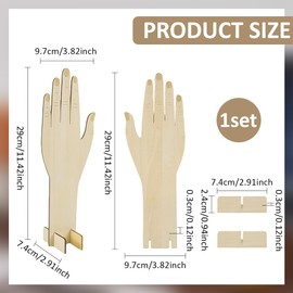 FINGERINSPIRE 1 Pair Wooden Glove Display Stands Hand Shaped Glove Holder Fingerless Gloves Prop Display Card Glove Organizer Blanched Almond Wooden Glove Display Stands Display Card for Selling