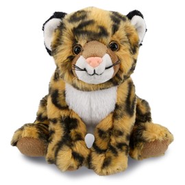 DolliBu Plush Leopard Stuffed Animal - Soft Huggable Squat Leopard, Adorable Playtime Leopard Zoo Plush, Cute Wildlife Safari Cuddle Gift for Kids and Adults - 8 Inches