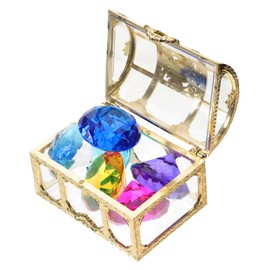 FELTECHELECTR 1Set Pirate Treasure Diving Gems Gemstone Box for Summer Pool Parties Includes Treasure Chest Bright Diamonds for Imaginative Play and Decorations