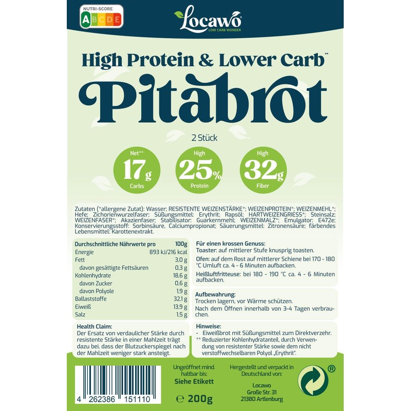Locawo High Protein & Low Carb Pita Bread | Doner
