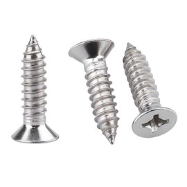 100 Pack #8 x 5/8" Flat Head Phillips Self Tapping Screws, 18-8 Stainless Steel 304, Countersunk Sheet Metal & Wood Screws, Corrosion Resistant Fasteners