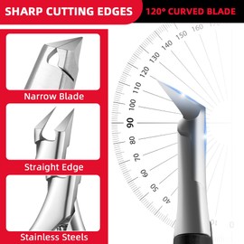 AOOWU Toenail Clippers for Ingrown Toenail, Straight Blade Podiatrist Nail Clippers for Thick Nails, Dead Skin, Calluses, Ergonomic Finger Nail Clippers for Adults, Seniors, Men and Women, Black