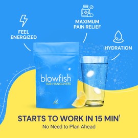 Blowfish for Hangovers - Fast Hangover Relief | FDA-Recognized Formulation - Guaranteed to Relieve Hangover Symptoms in 15 Minutes | Perfect for Weddings and Vacation Essentials | 20 Tablets
