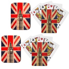 Souvenirs 2 x Union Jack Playing Cards - London British Flag UJ Playing Card - Big Ben Cards Comes in Metal Storage Tin