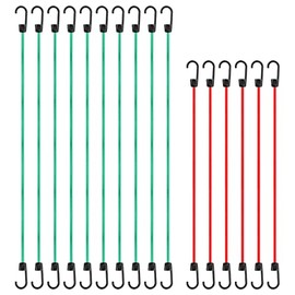 Cartman 8mm 16Pack Bungee Cords, 10pcs 32"& 6pcs 24" with Coated Steel Hook
