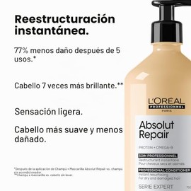 Acondicionador reparador Absolut de LOreal Professionnel  Tratamiento Capilar Proteico  Repara daños y proporciona brillo  Con Quinua y Proteínas