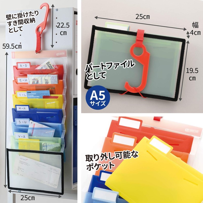 Esselte Wall Pocket Sorting File, rainbow