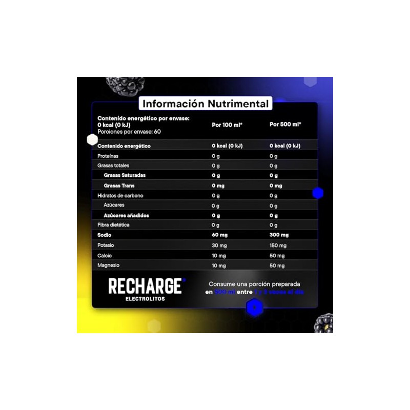 Better Recharge Electrolitos Polvo Porciones Sabor Moras 252